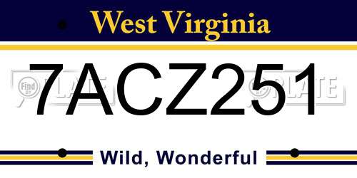 7ACZ251 West Virginia License Plate