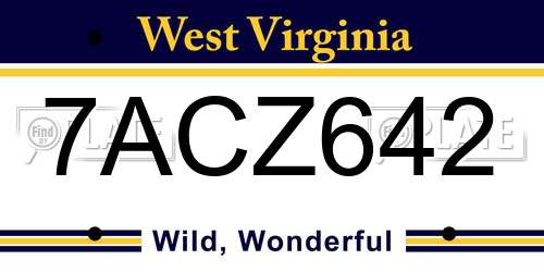 7ACZ642 West Virginia License Plate