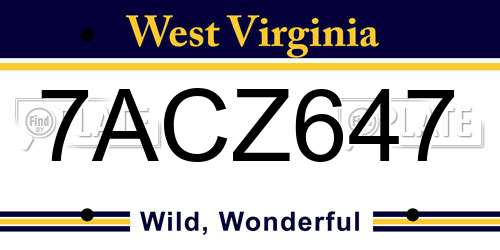 7ACZ647 West Virginia License Plate