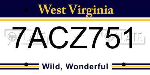 7ACZ751 West Virginia License Plate
