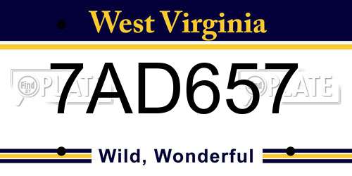 7AD657 West Virginia License Plate