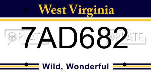 7AD682 West Virginia License Plate