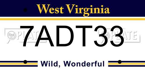 7ADT33 West Virginia License Plate