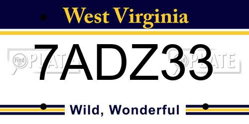 7ADZ33 West Virginia License Plate