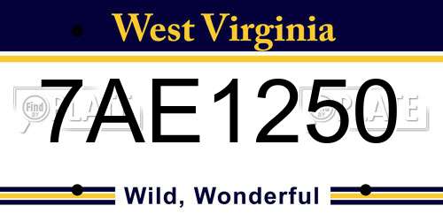 7AE1250 West Virginia License Plate