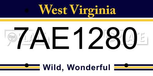 7AE1280 West Virginia License Plate