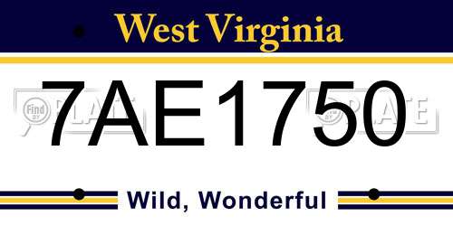 7AE1750 West Virginia License Plate