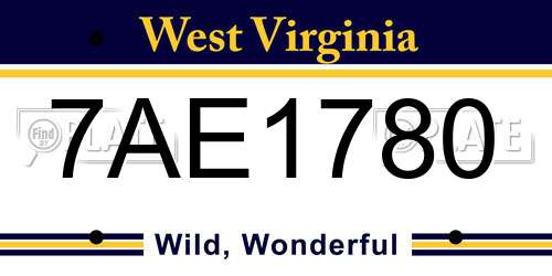 7AE1780 West Virginia License Plate