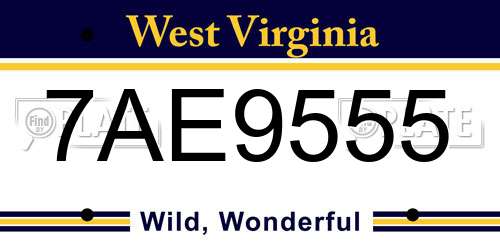7AE9555 West Virginia License Plate