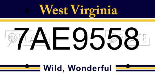 7AE9558 West Virginia License Plate