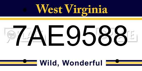 7AE9588 West Virginia License Plate
