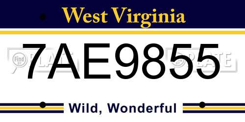 7AE9855 West Virginia License Plate