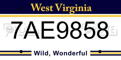 7AE9858 West Virginia License Plate