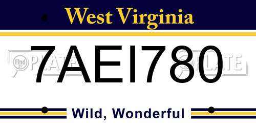 7AEI780 West Virginia License Plate