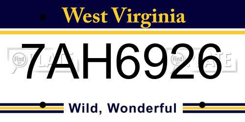 7AH6926 West Virginia License Plate