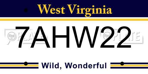 7AHW22 West Virginia License Plate