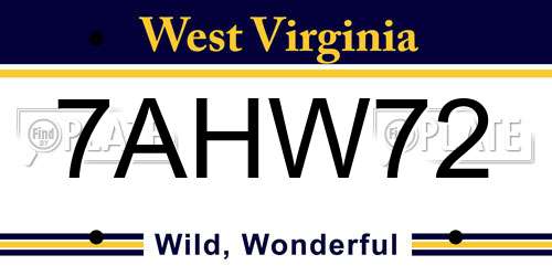7AHW72 West Virginia License Plate
