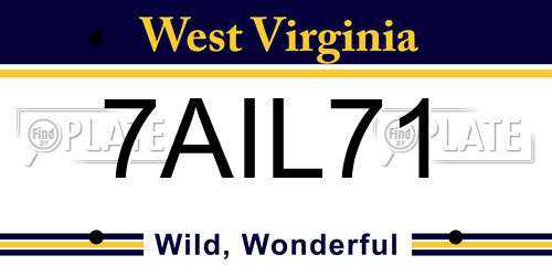 7AIL71 West Virginia License Plate