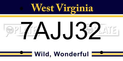 7AJJ32 West Virginia License Plate