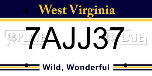 7AJJ37 West Virginia License Plate