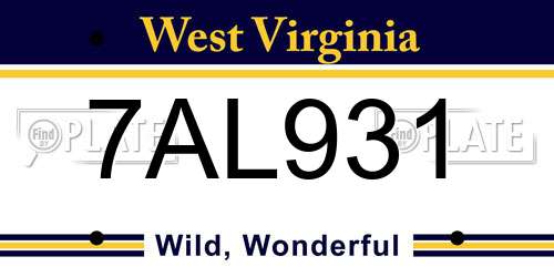 7AL931 West Virginia License Plate