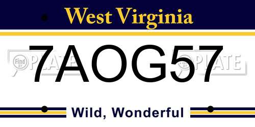 7AOG57 West Virginia License Plate