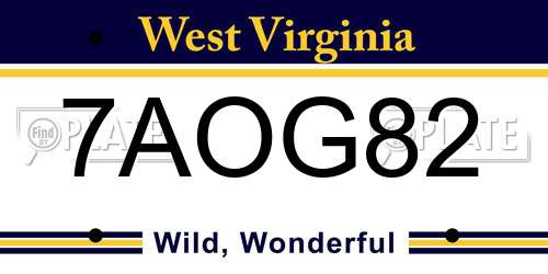 7AOG82 West Virginia License Plate