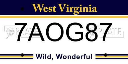 7AOG87 West Virginia License Plate