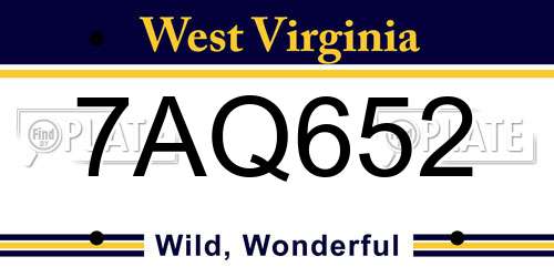 7AQ652 West Virginia License Plate