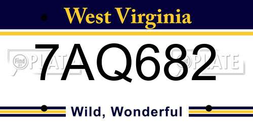 7AQ682 West Virginia License Plate