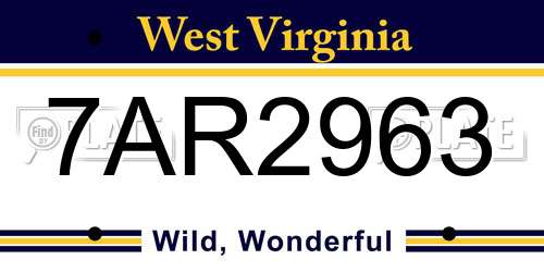 7AR2963 West Virginia License Plate