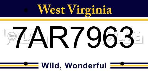 7AR7963 West Virginia License Plate