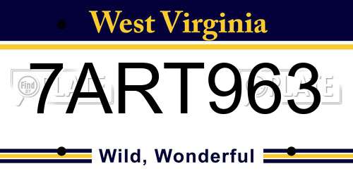 7ART963 West Virginia License Plate
