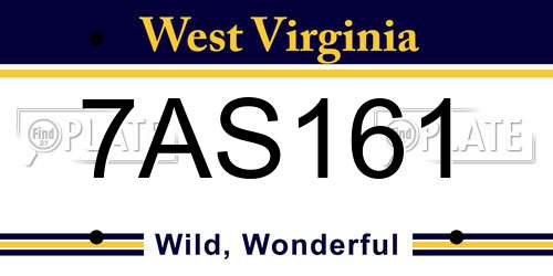 7AS161 West Virginia License Plate