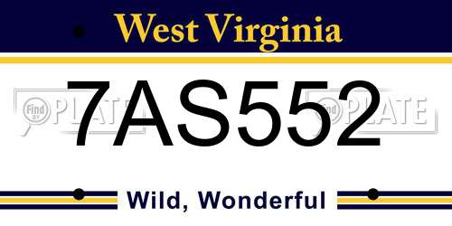 7AS552 West Virginia License Plate