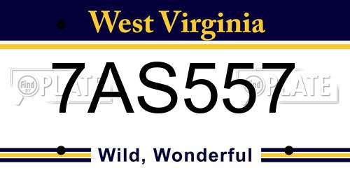 7AS557 West Virginia License Plate