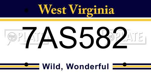 7AS582 West Virginia License Plate