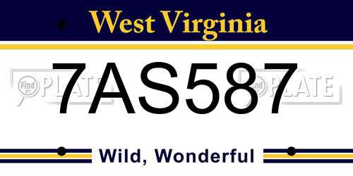 7AS587 West Virginia License Plate