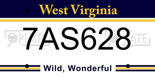 7AS628 West Virginia License Plate
