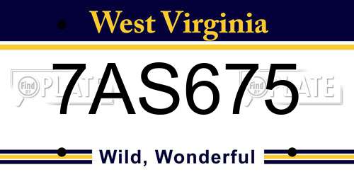 7AS675 West Virginia License Plate