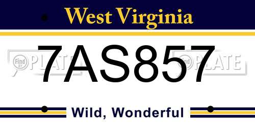 7AS857 West Virginia License Plate