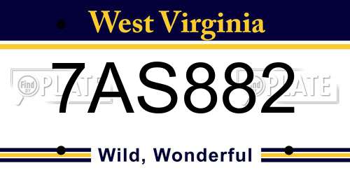 7AS882 West Virginia License Plate