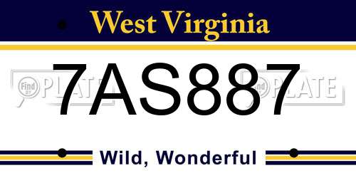 7AS887 West Virginia License Plate