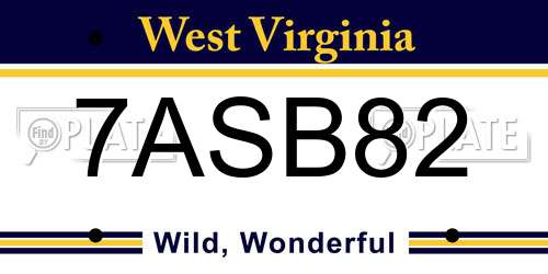 7ASB82 West Virginia License Plate