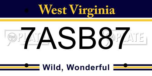 7ASB87 West Virginia License Plate