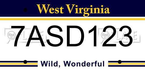 7ASD123 West Virginia License Plate