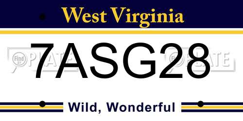 7ASG28 West Virginia License Plate