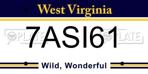 7ASI61 West Virginia License Plate
