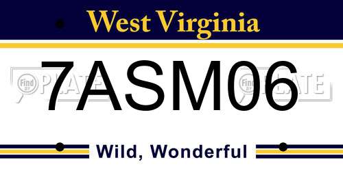 7ASM06 West Virginia License Plate