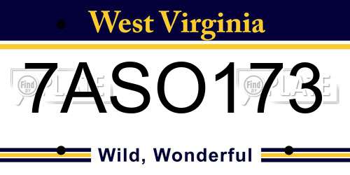 7ASO173 West Virginia License Plate
